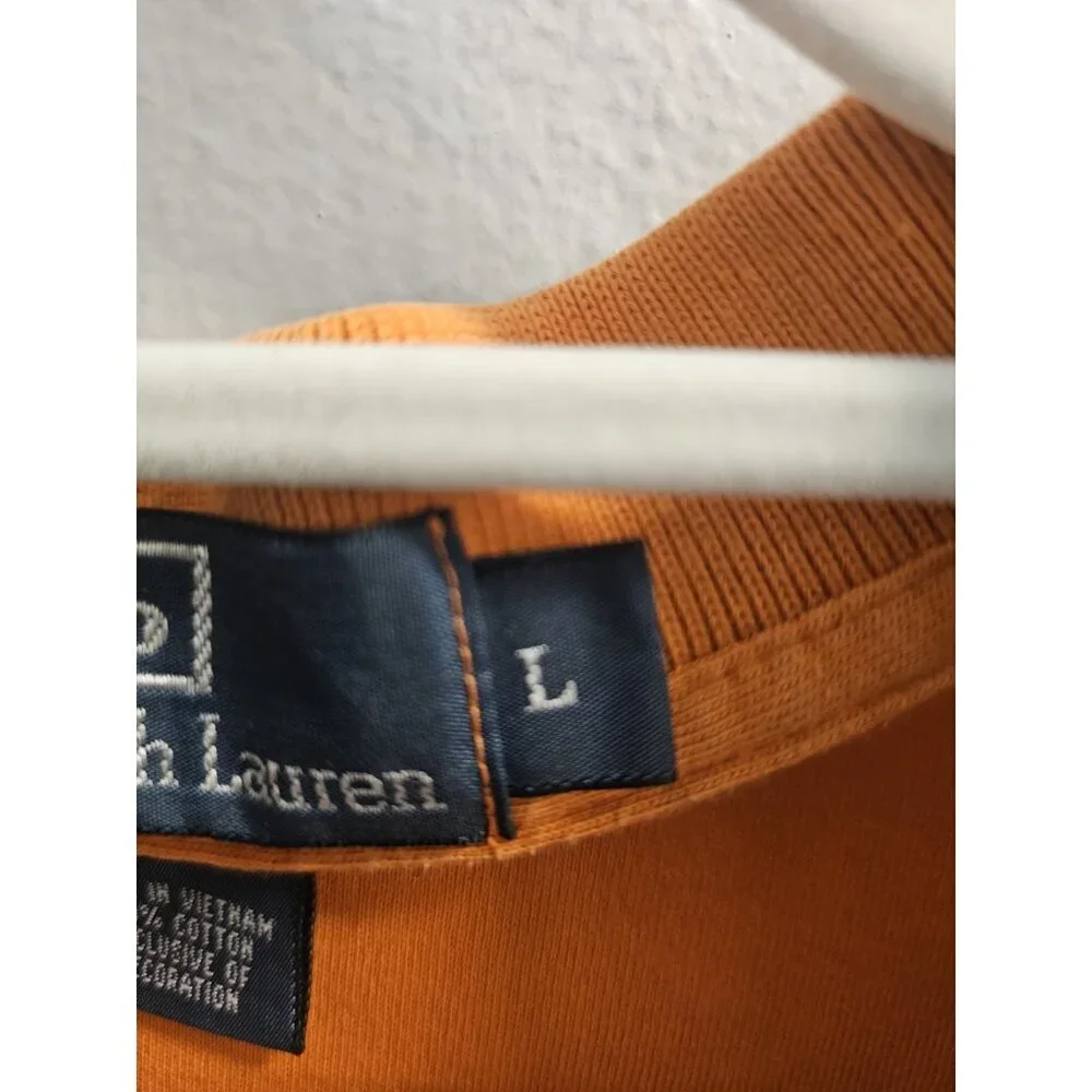 Ralph Lauren Polo Shirt Mens Large Orange Short Sleeve Pony Golf